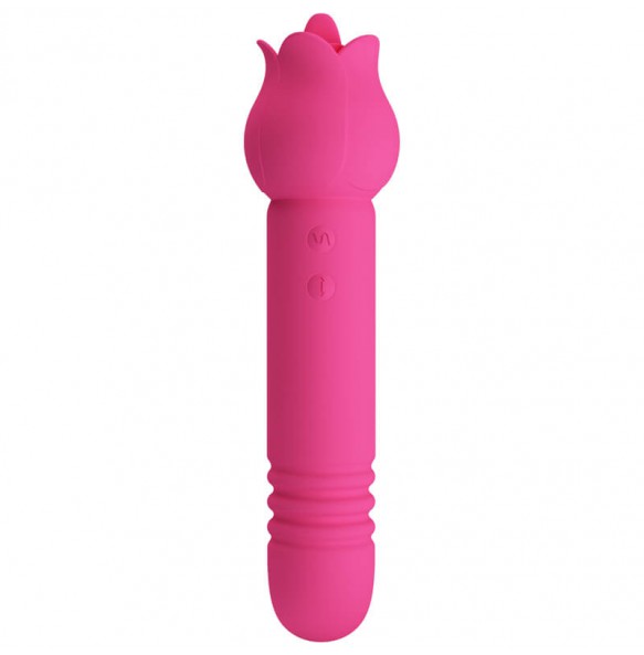 PRETTY LOVE - Chaley Tongue Licking Thrusting Vibration Massager (Chargeable - Red Rose)